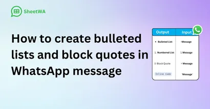 How to create bulleted lists and block quotes in WhatsApp message