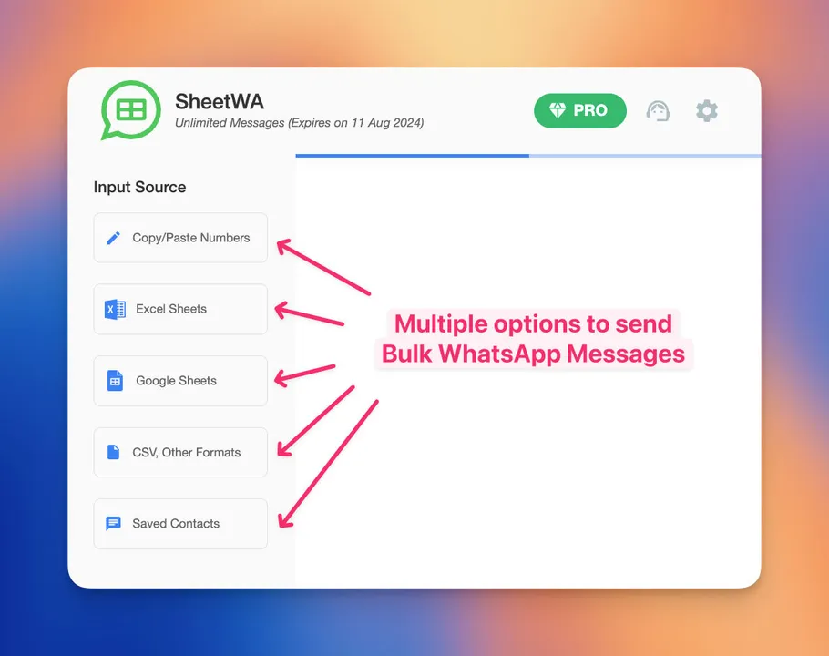 Send Message Light2 | SheetWA