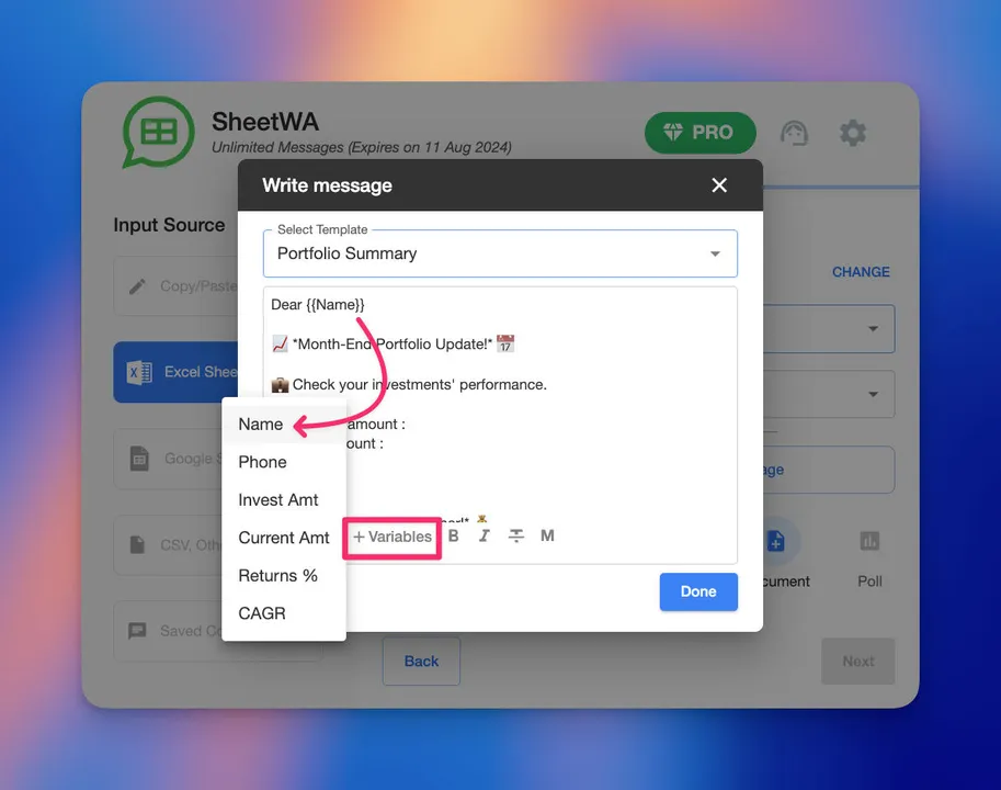 excel create message4 | SheetWA