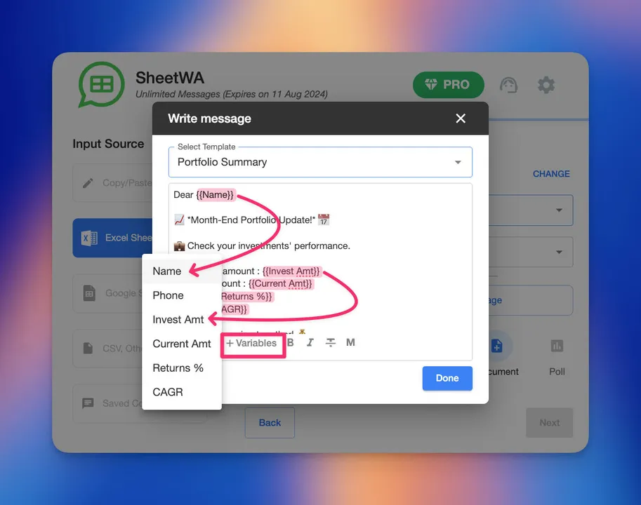 excel create message5 | SheetWA