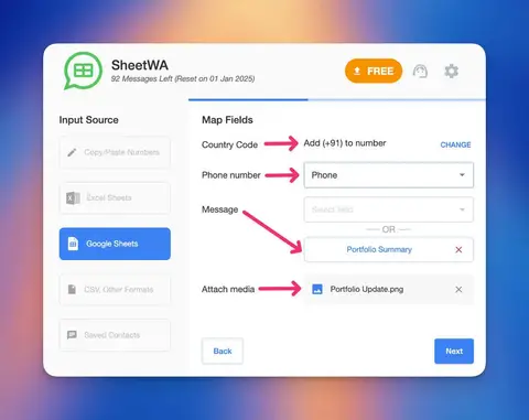 google sheets map fields2 | SheetWA