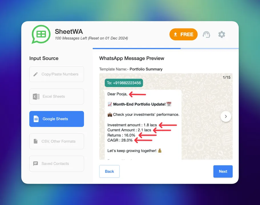 google sheets personalise_message2
