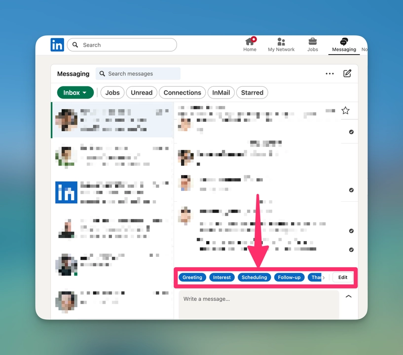 linkedin quick replies by SheetWA